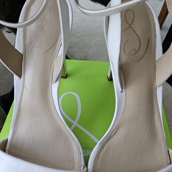 Sam Edelman Jade White Heels Sandals 8.5 platform bridal - Picture 11 of 12